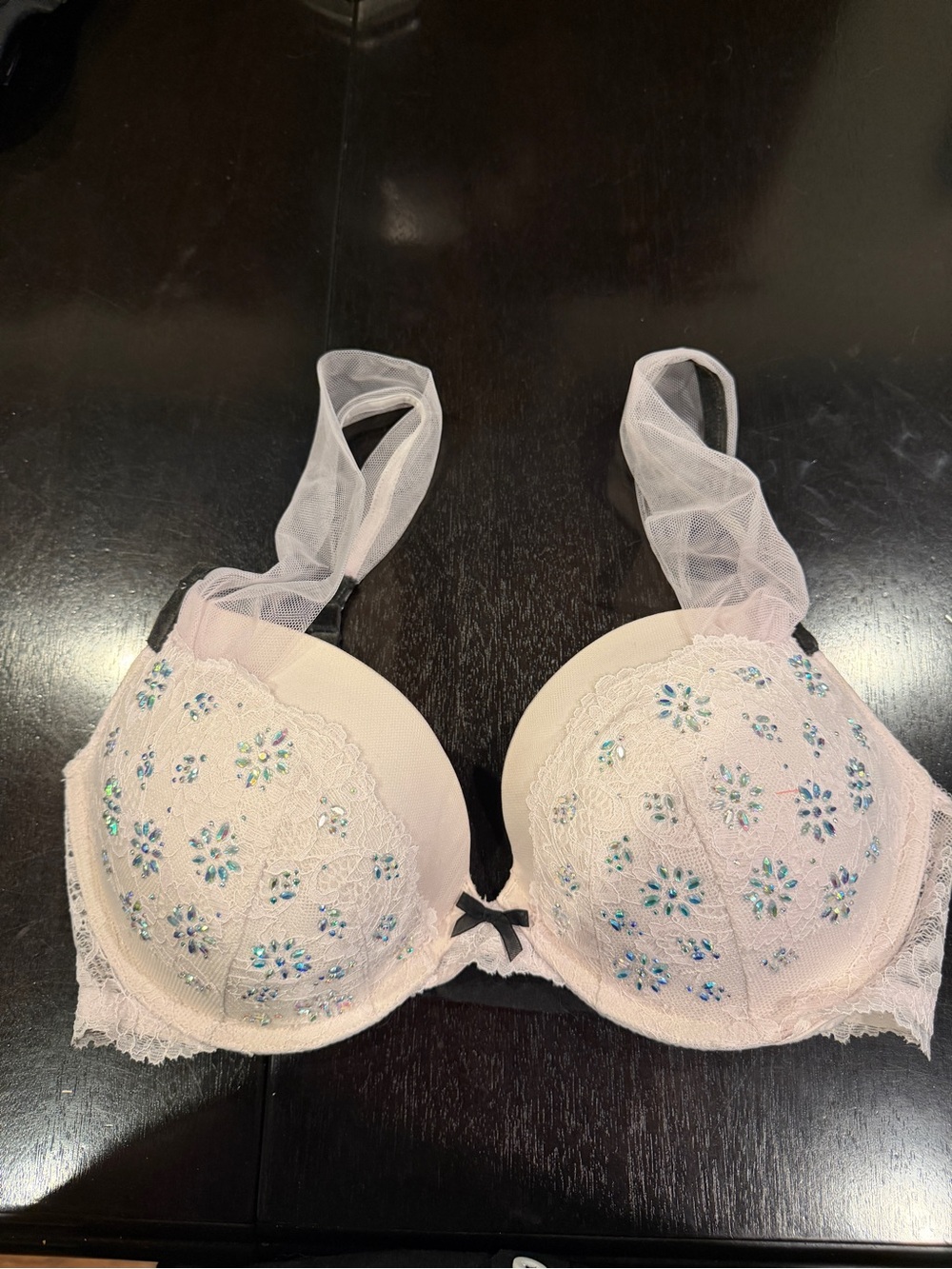 Victoria's Secret Light Pink Embellished Lace Push-Up Bra